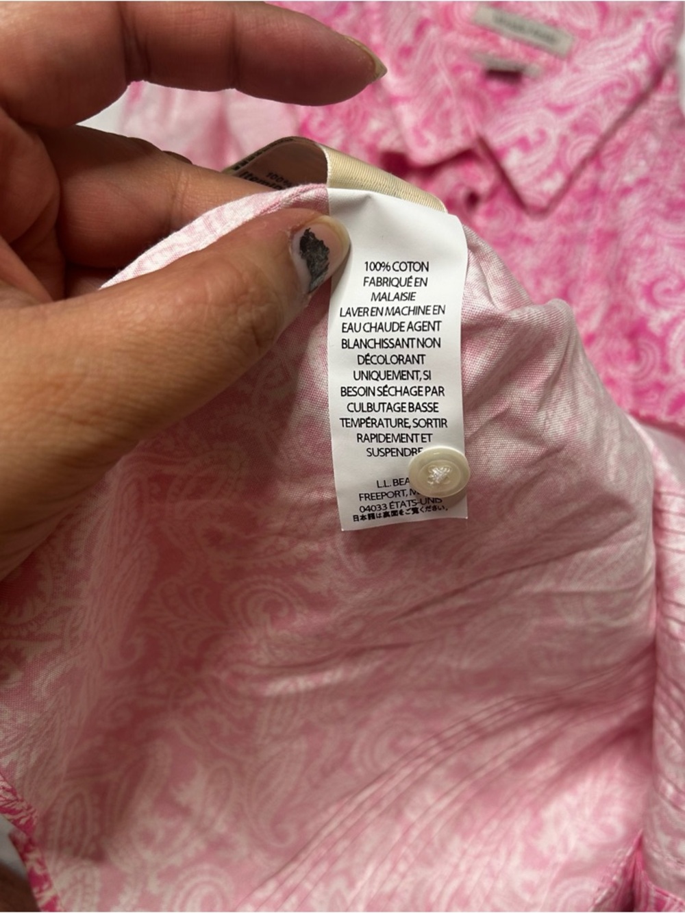 L.L. Bean Pink Paisley Sleeveless Button-Down Shirt - Picture 6 of 9